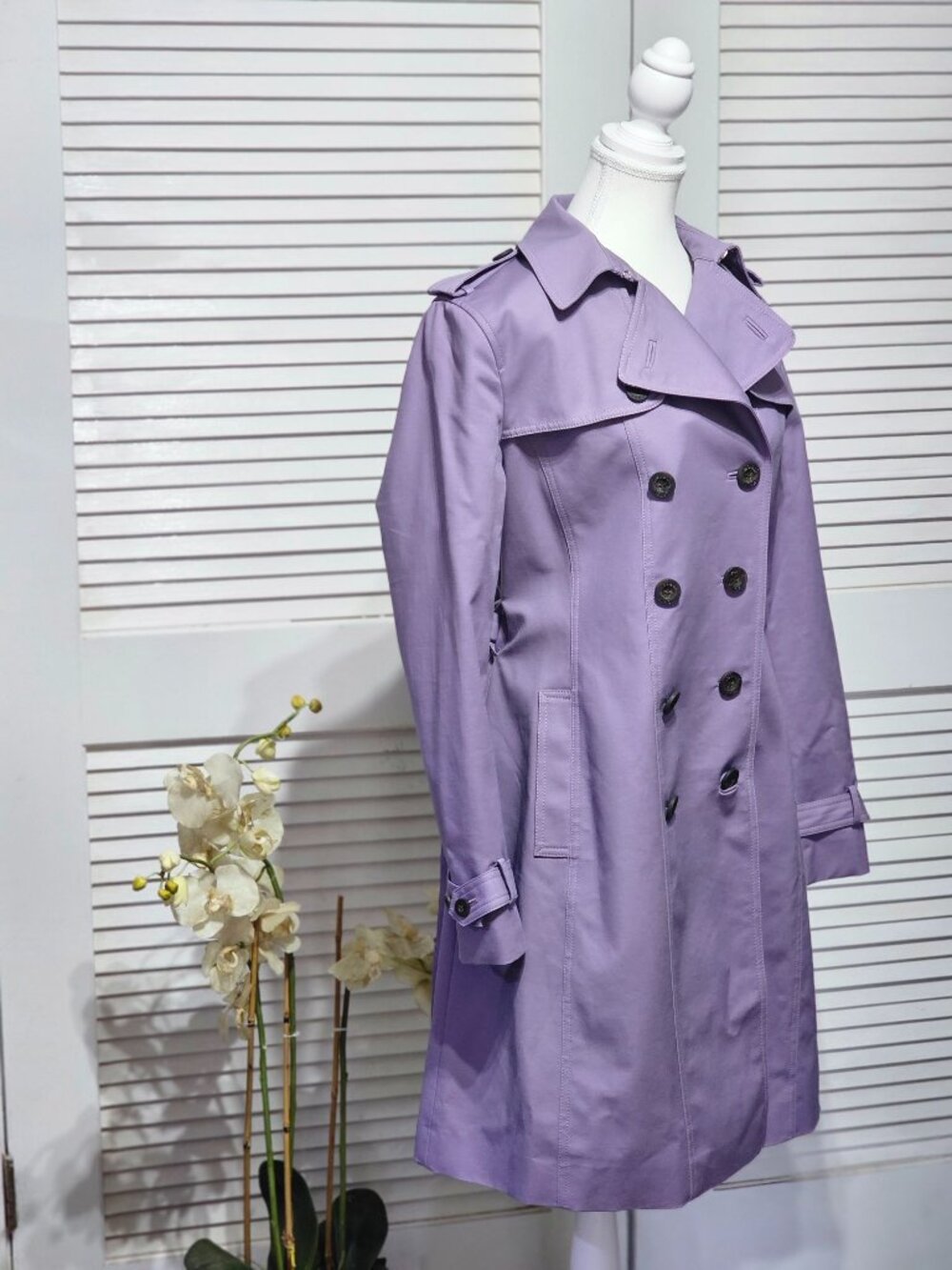 NWOT Hobbs London Women's Lavender Saskia Double-Breasted Trench Coat Sz 10 3299 - Picture 3 of 16